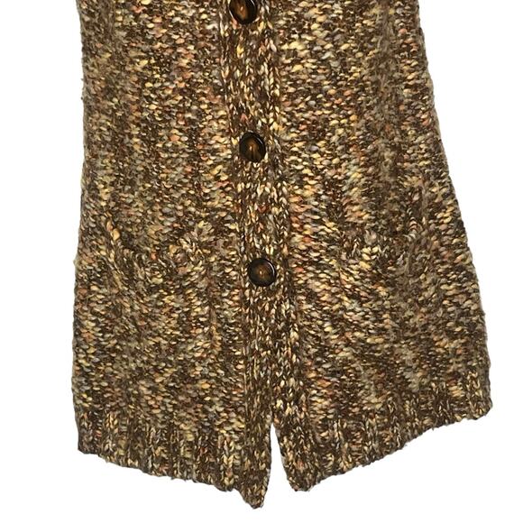 Tabitha Anthropologie Size M Season Stroll Cardigan Chunky Marled Knit Brown - Picture 4 of 11